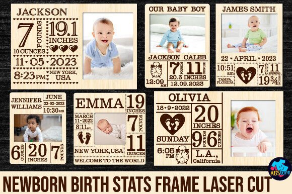 Download Newborn Birth Stats Frame Laser Cut - Newborn Collection