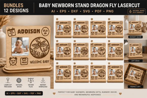 Download Baby Newborn Stand DragonFly Lasercut - Newborn Collection