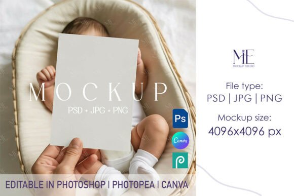Download Newborn Invitation Mockup, Kids Card PSD - Newborn Collection