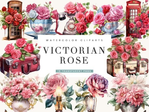 Download Vintage Victorian Rose Clipart Bundle - Vintage victorian Collection