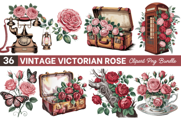 Download Vintage Victorian Rose Clipart Bundle - Vintage victorian Collection