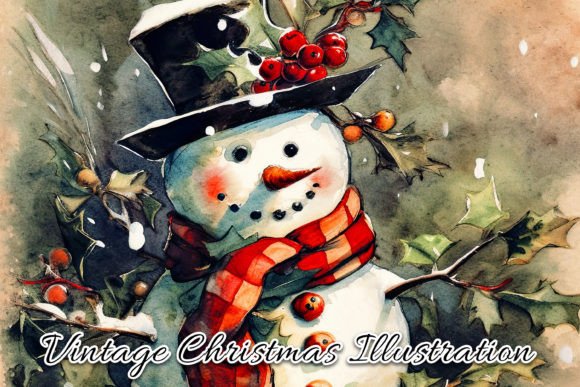 Download Vintage Christmas Card Illustration V - Vintage christmas Collection